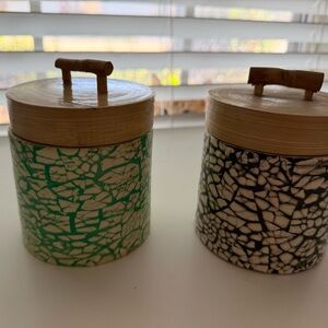 Elegant Mosaic Storage Jars - Green and Black